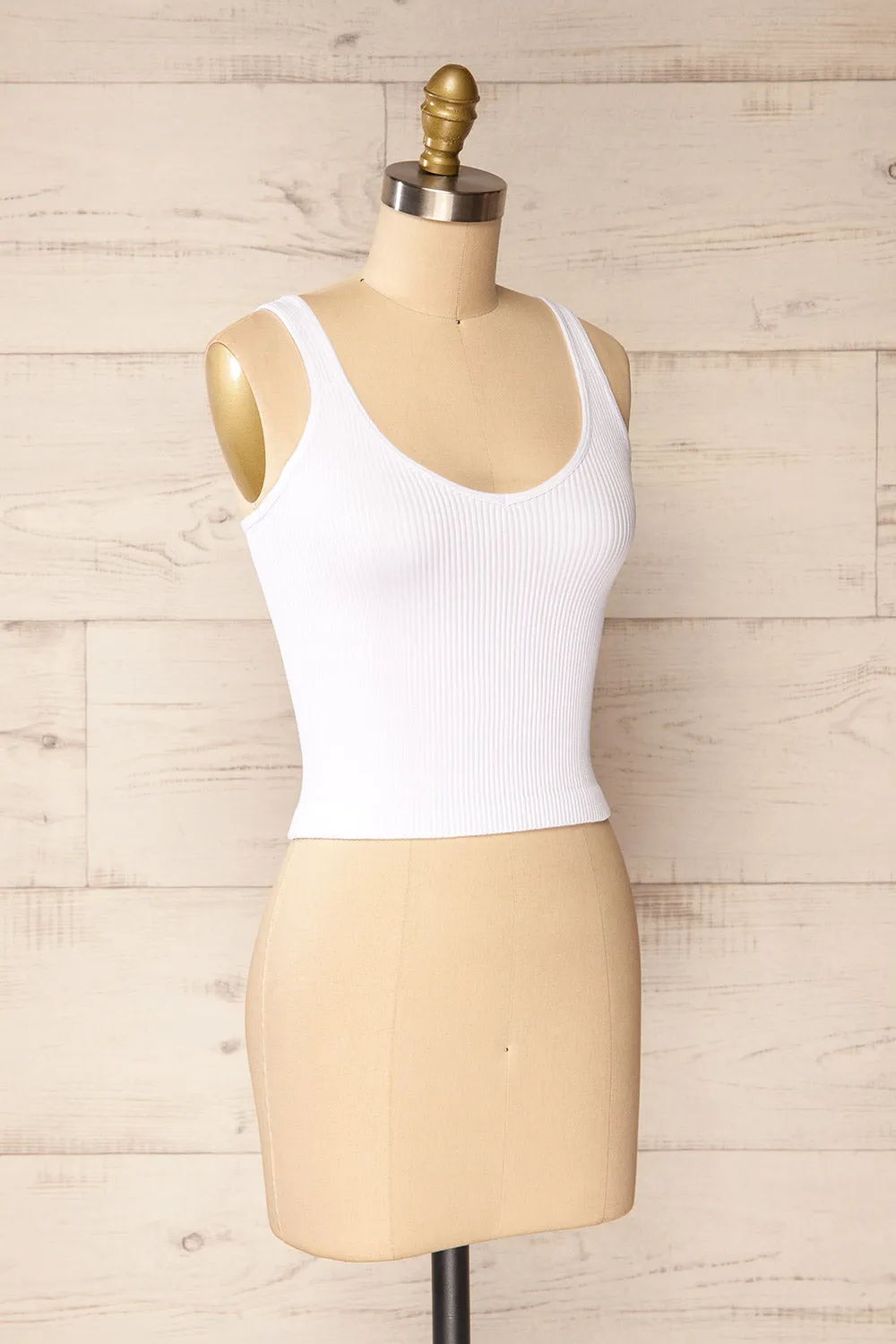 Glakail White | Cropped Ribbed Cami