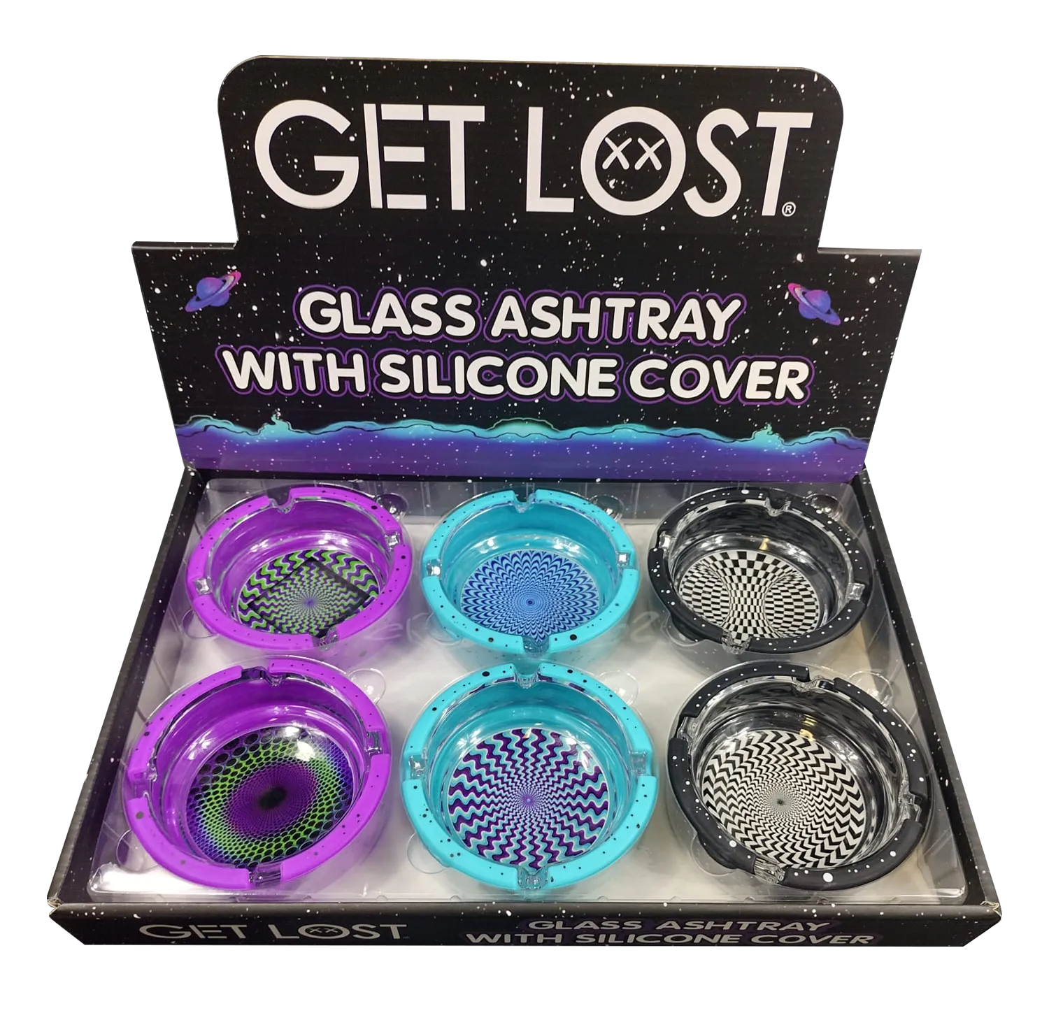 GLASS ASHTRAY WITH SILICONE (6 PACK) set 2