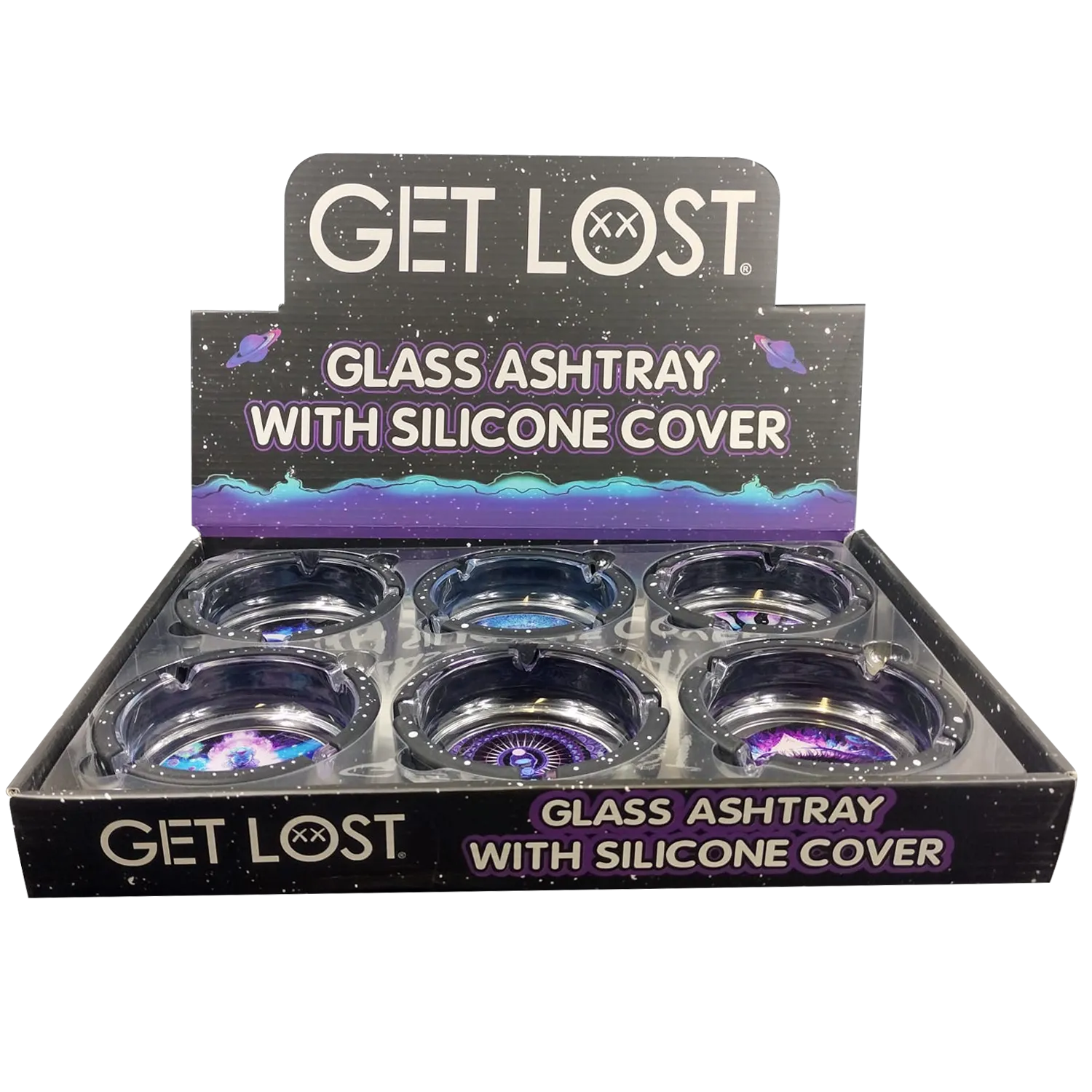 GLASS ASHTRAY WITH SILICONE (6 PACK) set 3