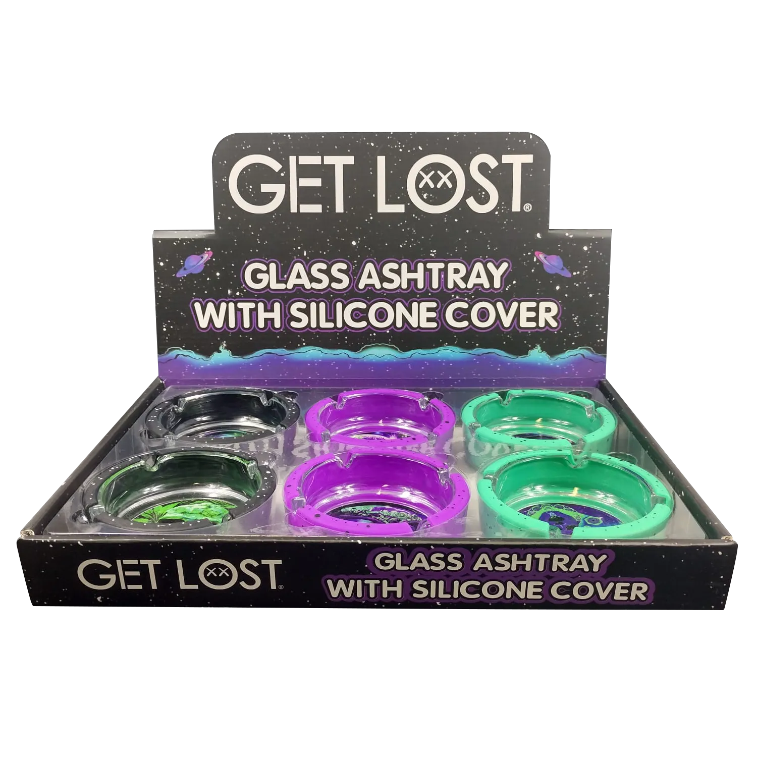 GLASS ASHTRAY WITH SILICONE (6 PACK) set 4