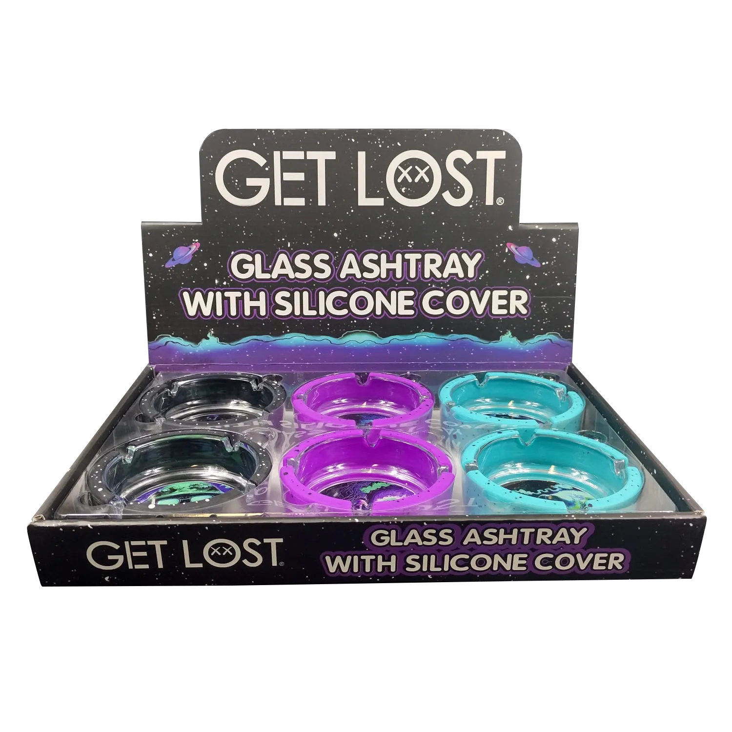 GLASS ASHTRAY WITH SILICONE (6 PACK) set 7