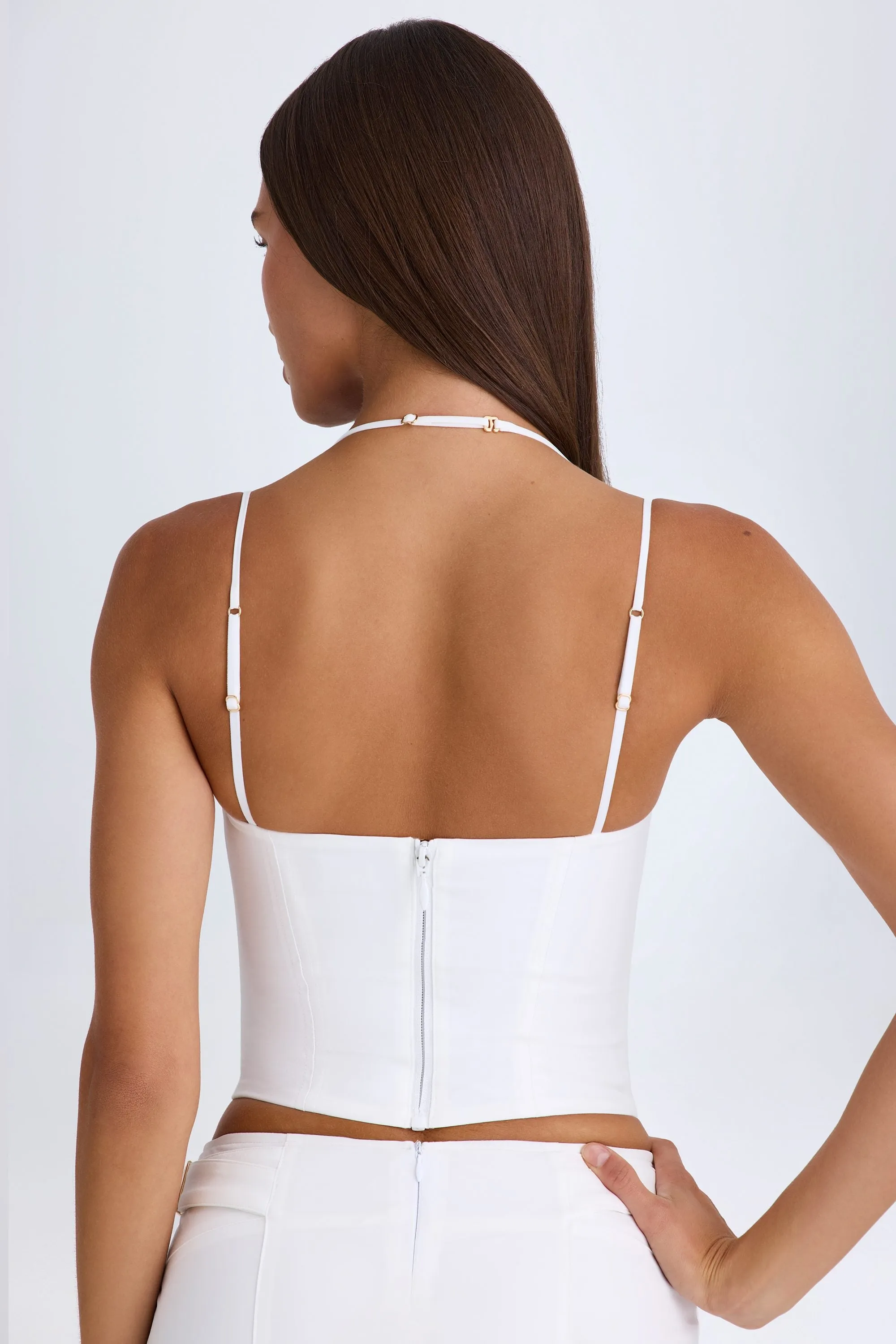 Halterneck Corset Top in White