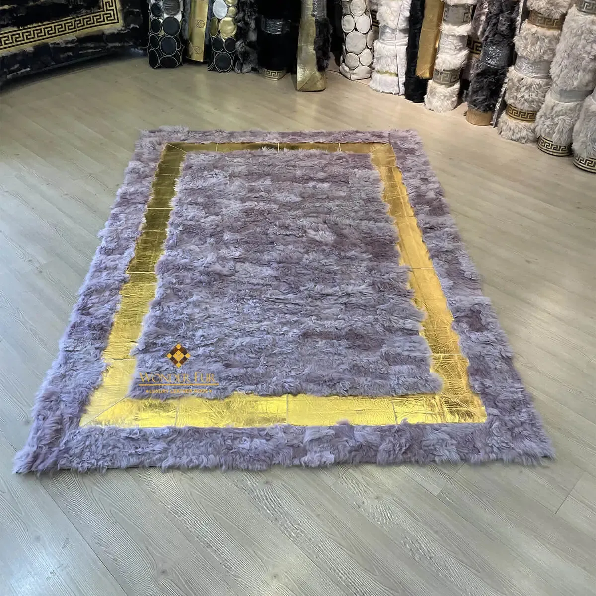 Handmade Natural Purple Sheepskin 6x8 Bedroom Fluffy Soft Non Slip Rug