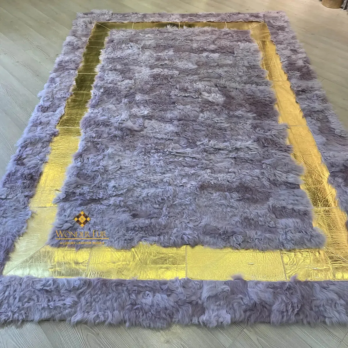 Handmade Natural Purple Sheepskin 6x8 Bedroom Fluffy Soft Non Slip Rug