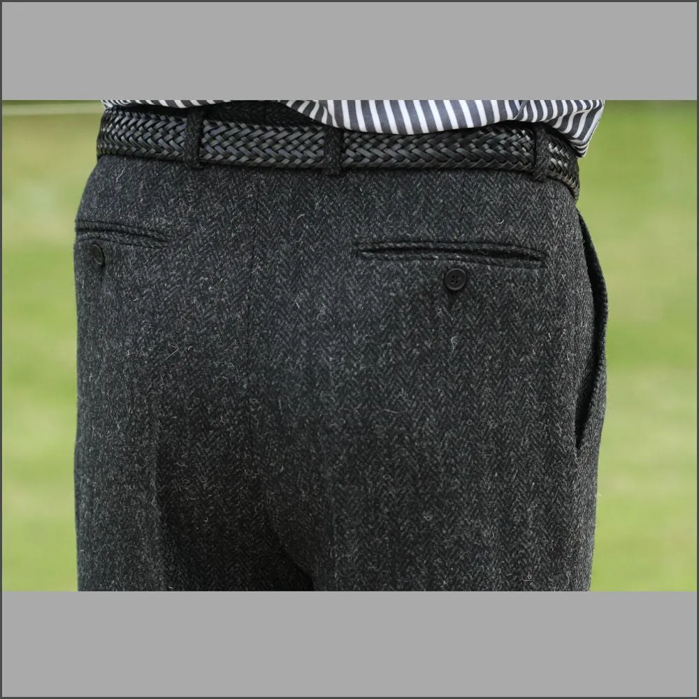 Harris Tweed Charcoal Herringbone Trouser--