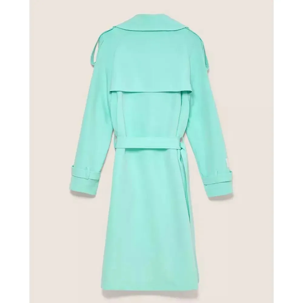 Hinnominate Elegant Light Blue Double-Breasted Trench Coat