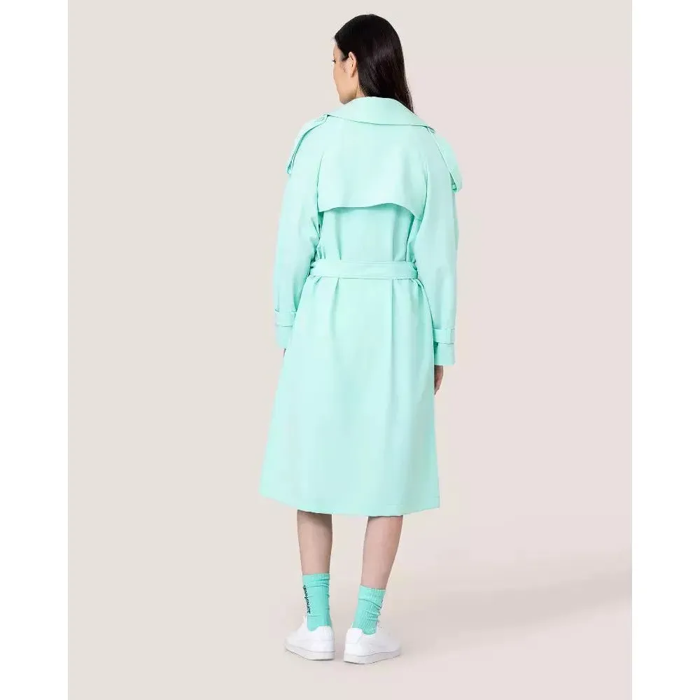 Hinnominate Elegant Light Blue Double-Breasted Trench Coat