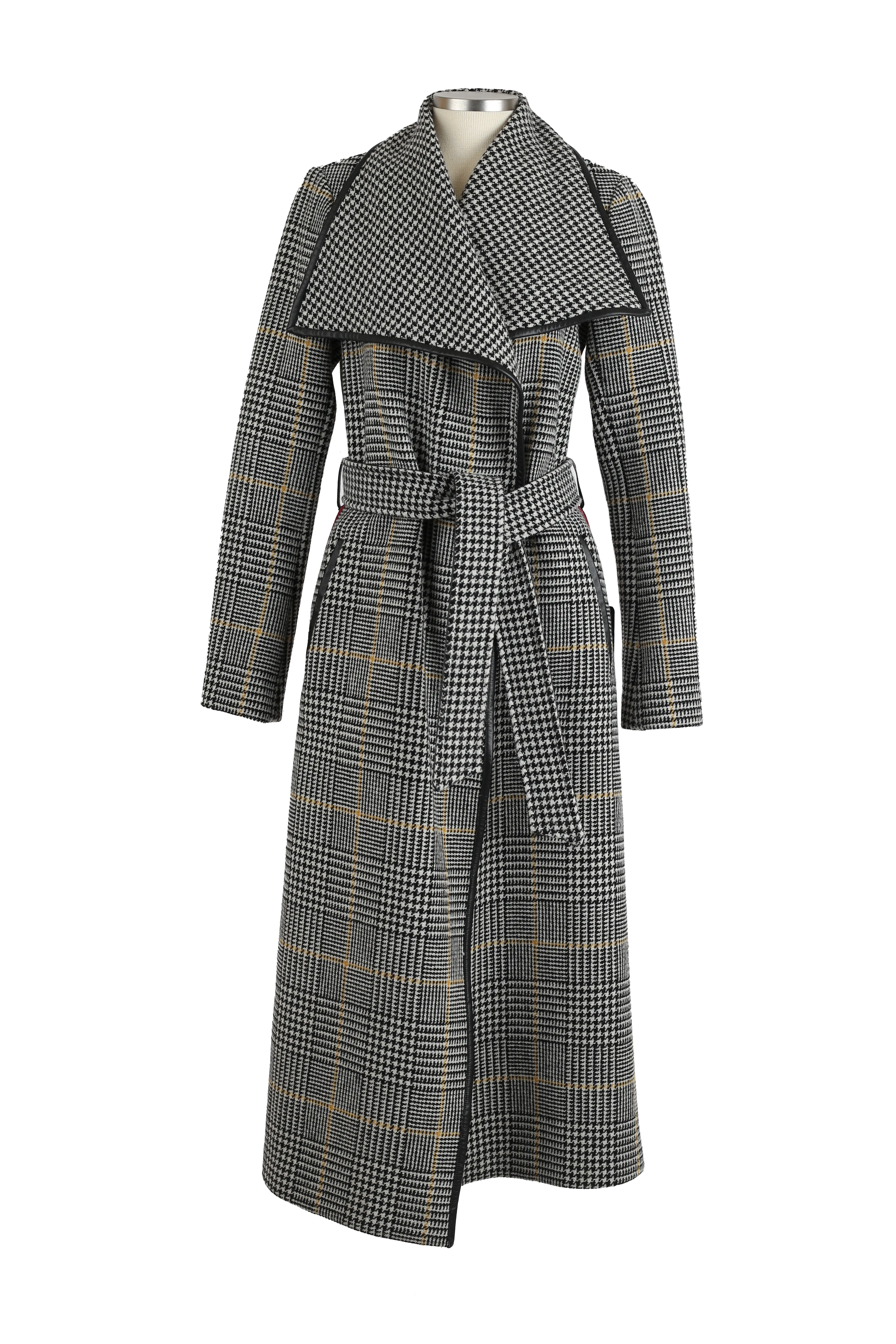 Houndstooth Wool Overcoat