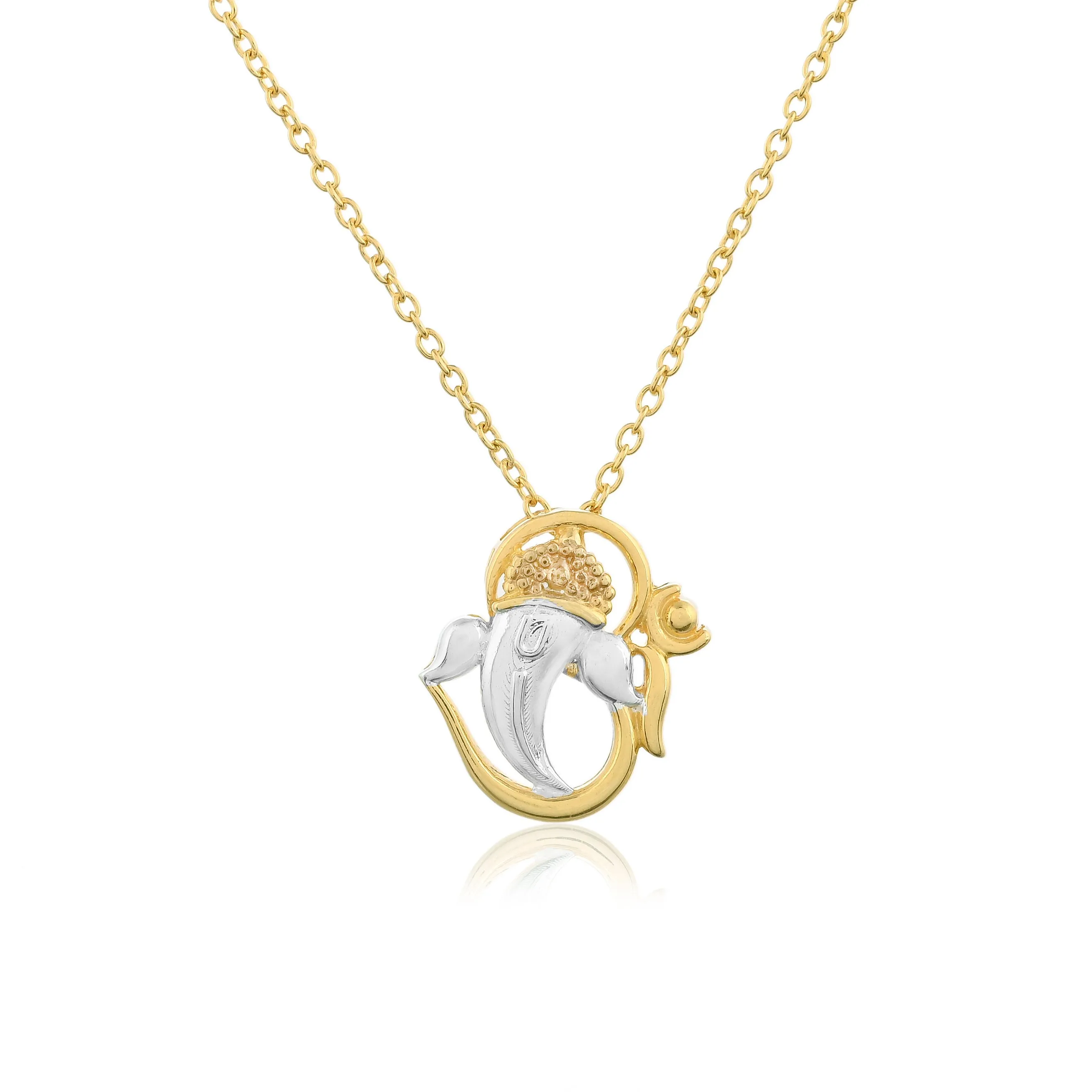 iJuels 925 Sterling Silver Lucky Om Ganpati Silver Pendant with chain For Women/Mens/Girls/Boys