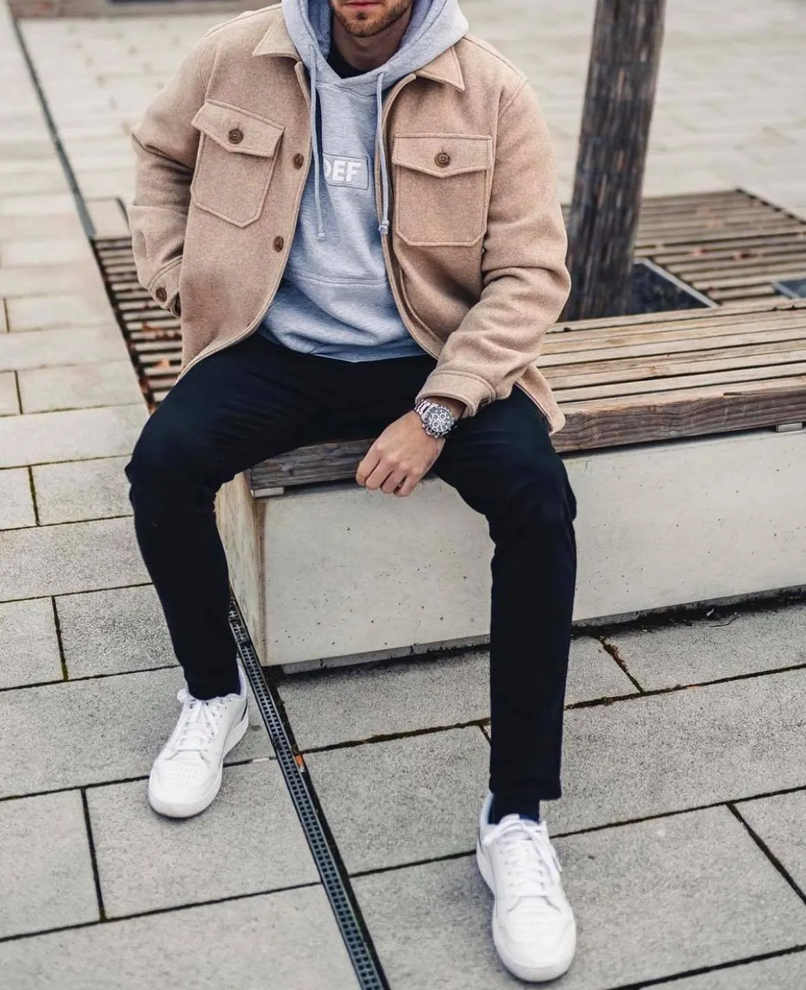 Jinquedai men fall outfits casual Autumn and Winter New Men's Youth Casual Men's Jacket Coat Woolen Overcoat Coat Men