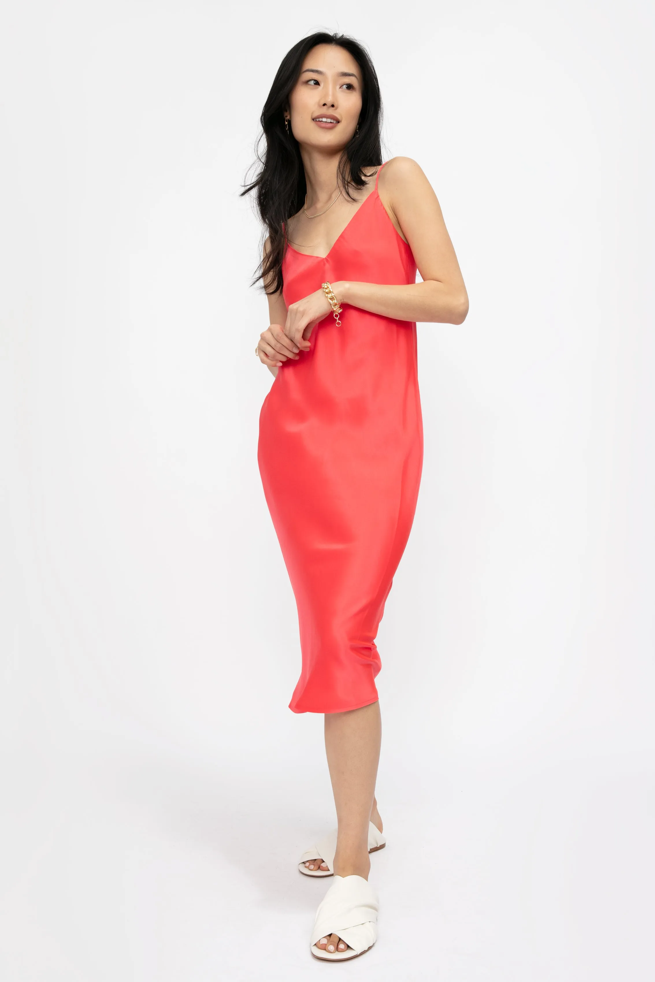 Jodie V-Neck Slip Dress in Diva Pink