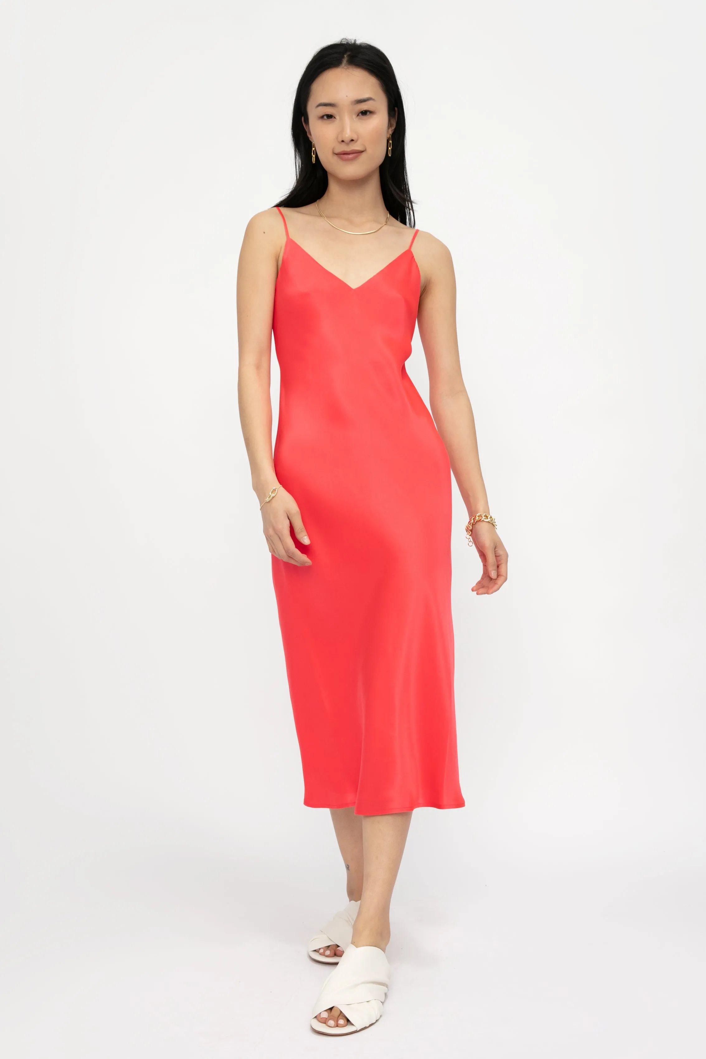 Jodie V-Neck Slip Dress in Diva Pink