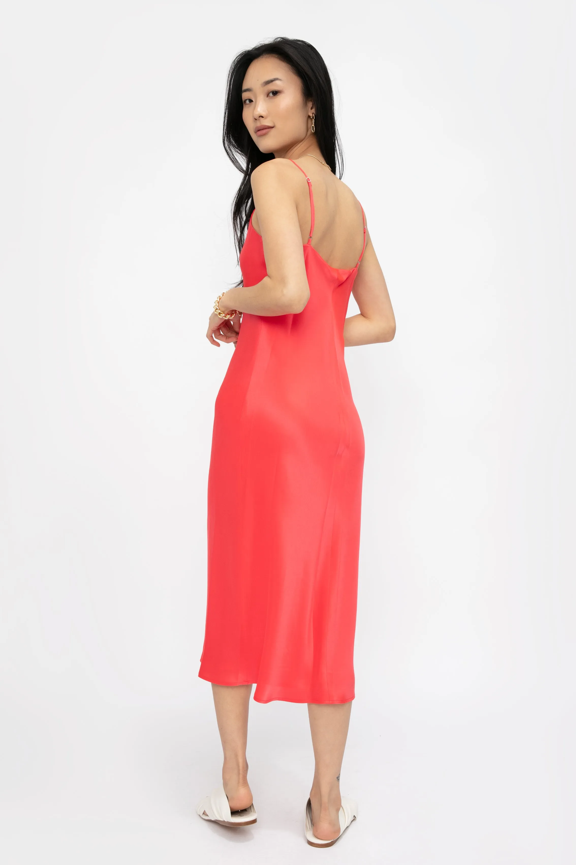 Jodie V-Neck Slip Dress in Diva Pink