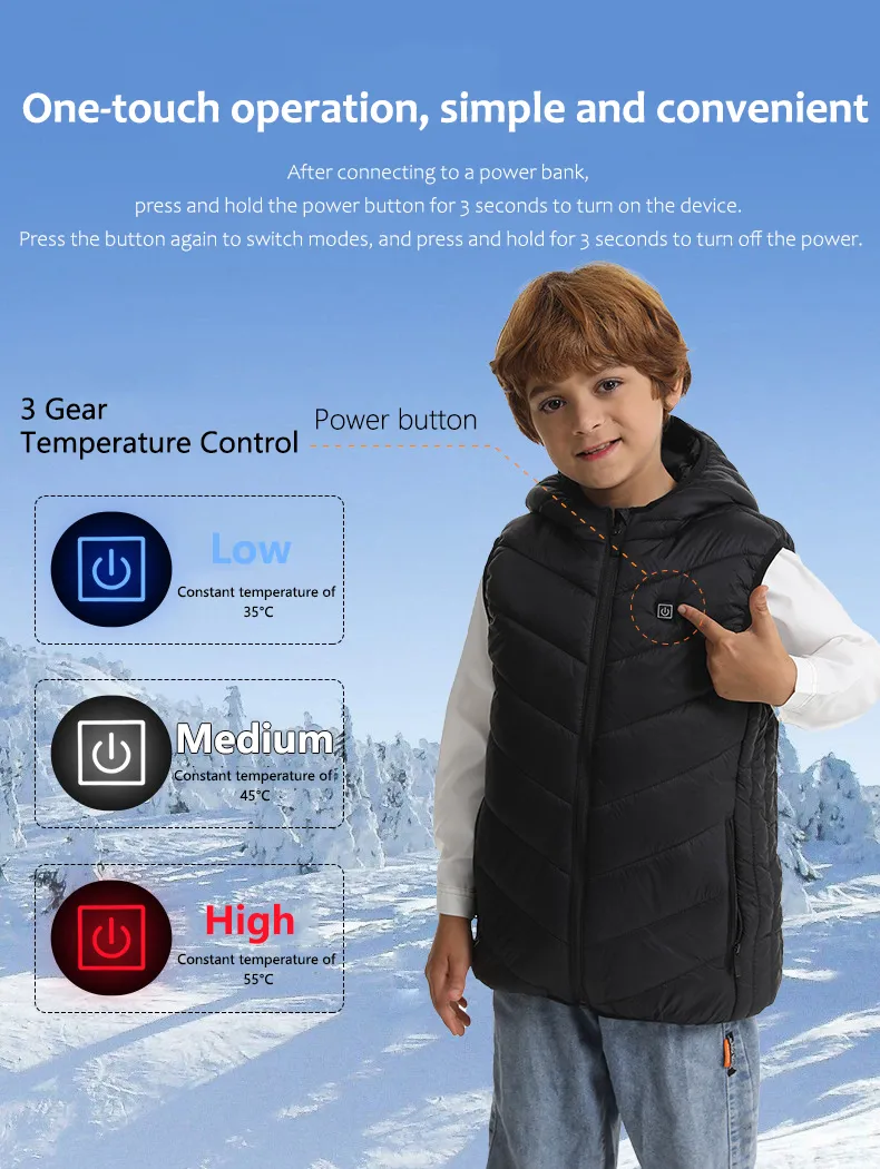 Kids Hooded Heated Gilet