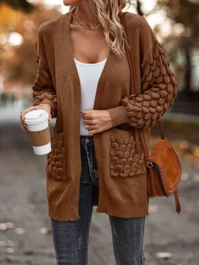 Knit Cardigan Female Top Long Sleeve Coat Women Side Pockets Casual