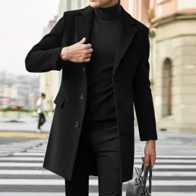 Korean Trend Men's Loose Casual Single-breasted Overcoat Autumn Winter Fashion New Long Sleeve Woolen Long Coat 2024