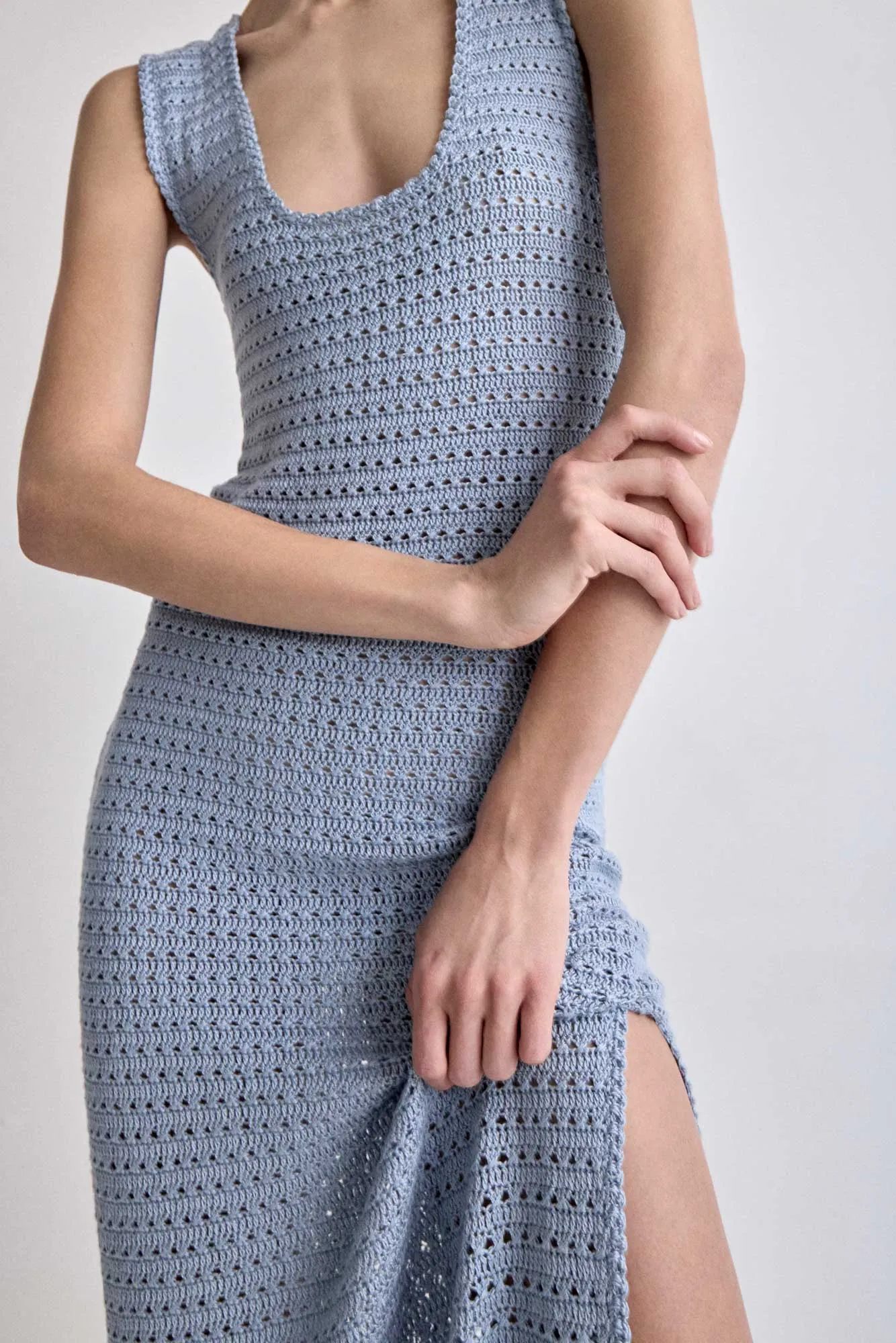 Light Blue Hand Crochet Dress