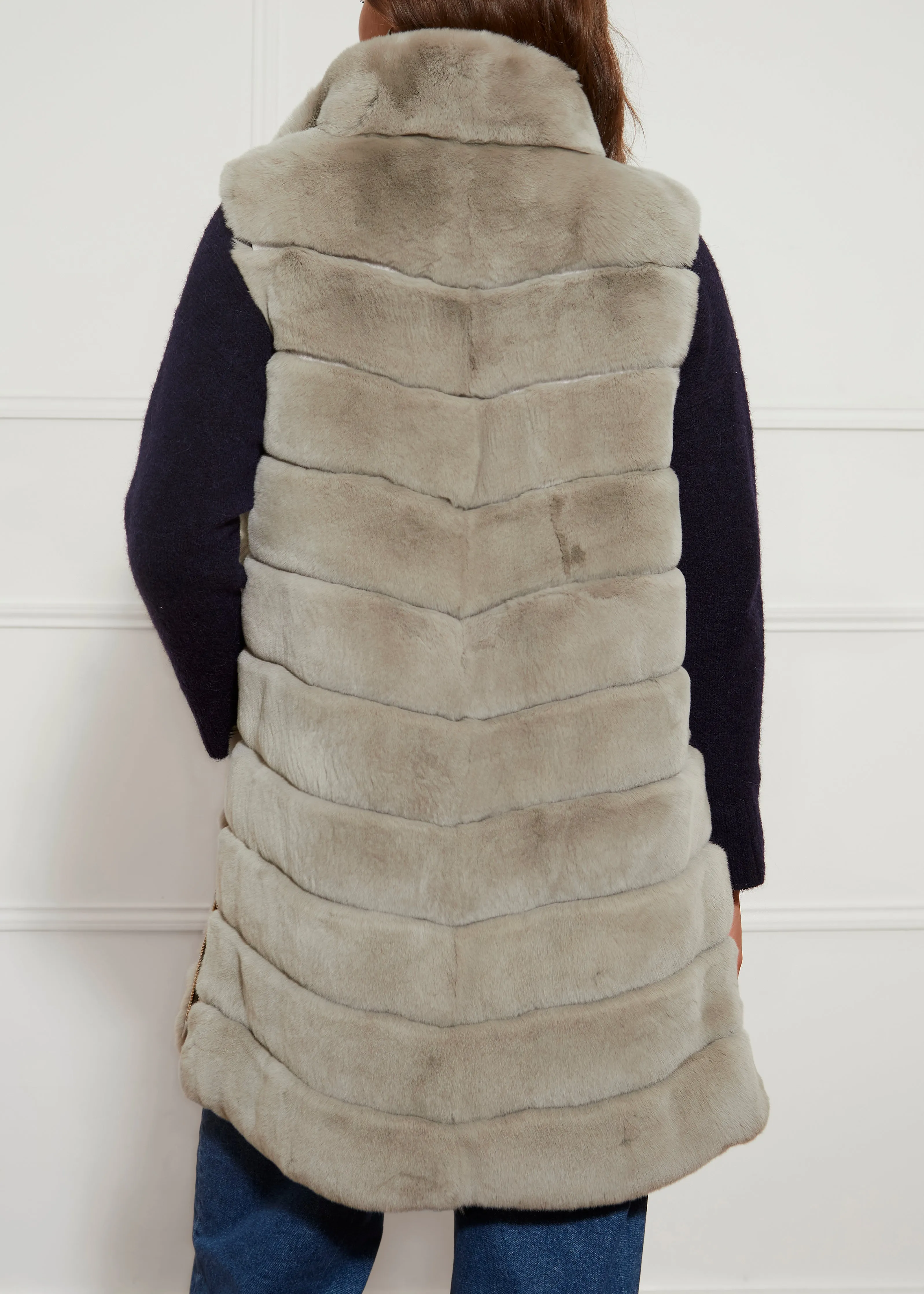 Light Grey Rex Rabbit Fur Gilet