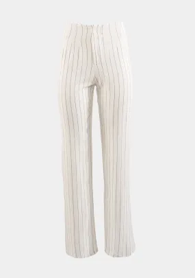 Lined Stripe Long Pants with Hook & Eye