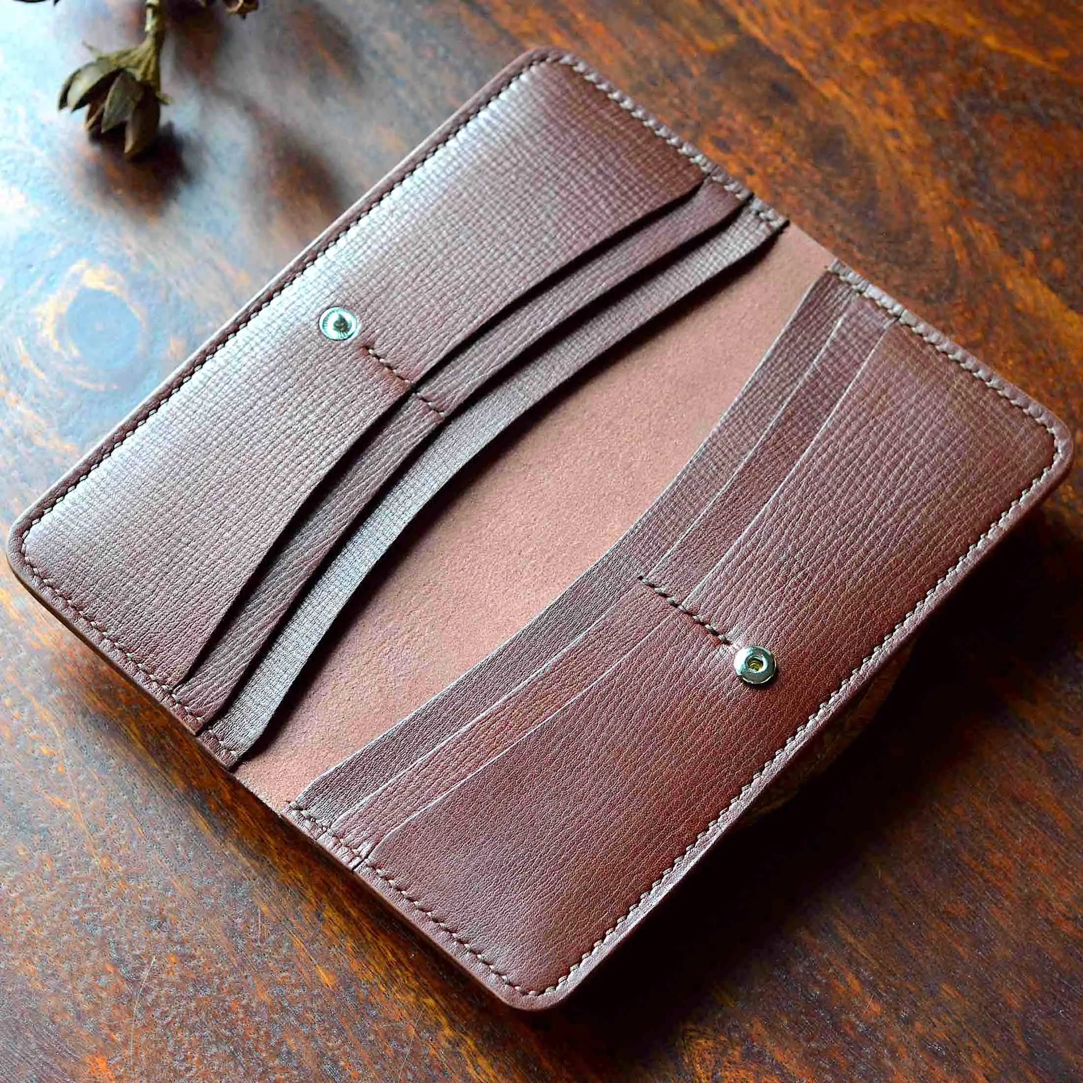 Long Bifold Wallet - Textured Leather