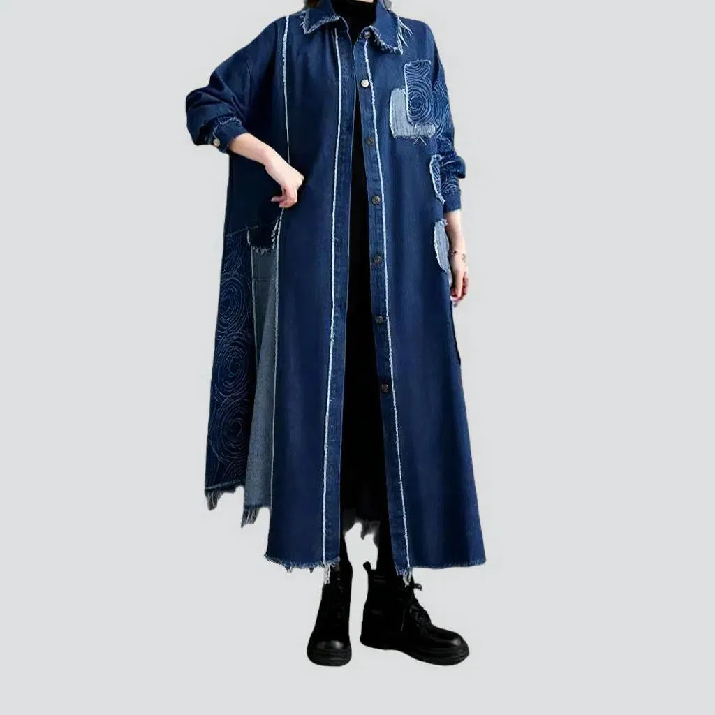 Long fashion jeans coat
 for women