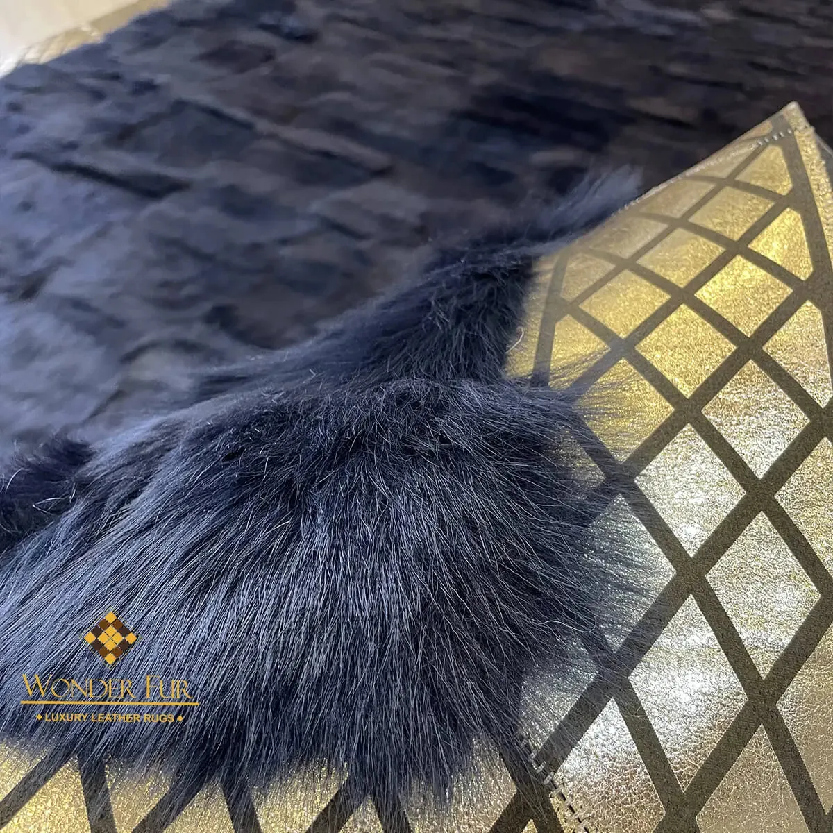 Luxury Handmade Large Black Gold Natural Sheepskin Fluffy Non Slip Rug