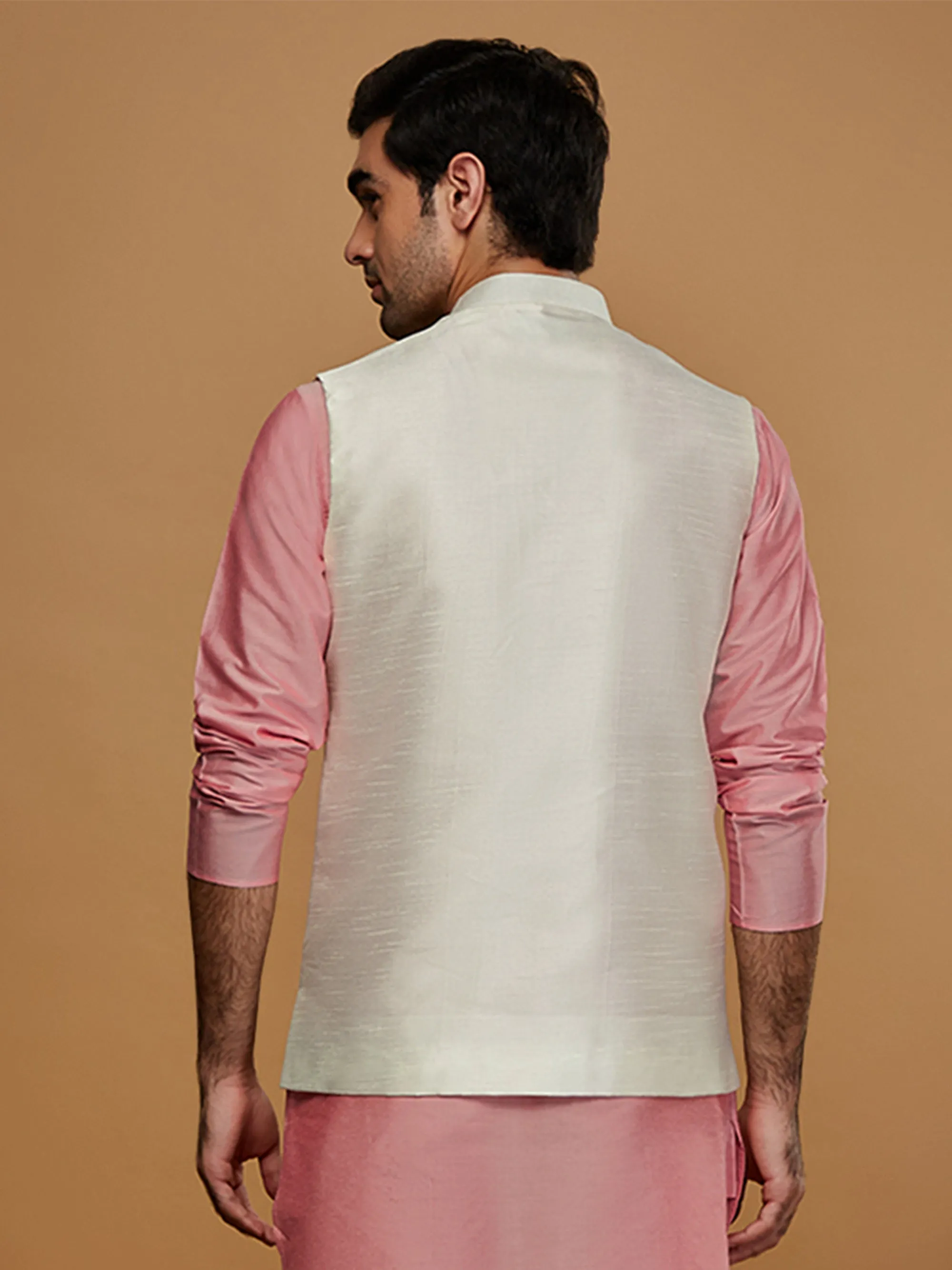 Men Off White Nehru Jacket (Set of 1)