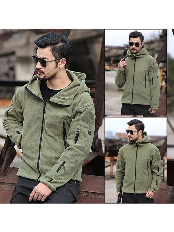 Men's Hooded Outdoor Warm Fleece Lined Jacket