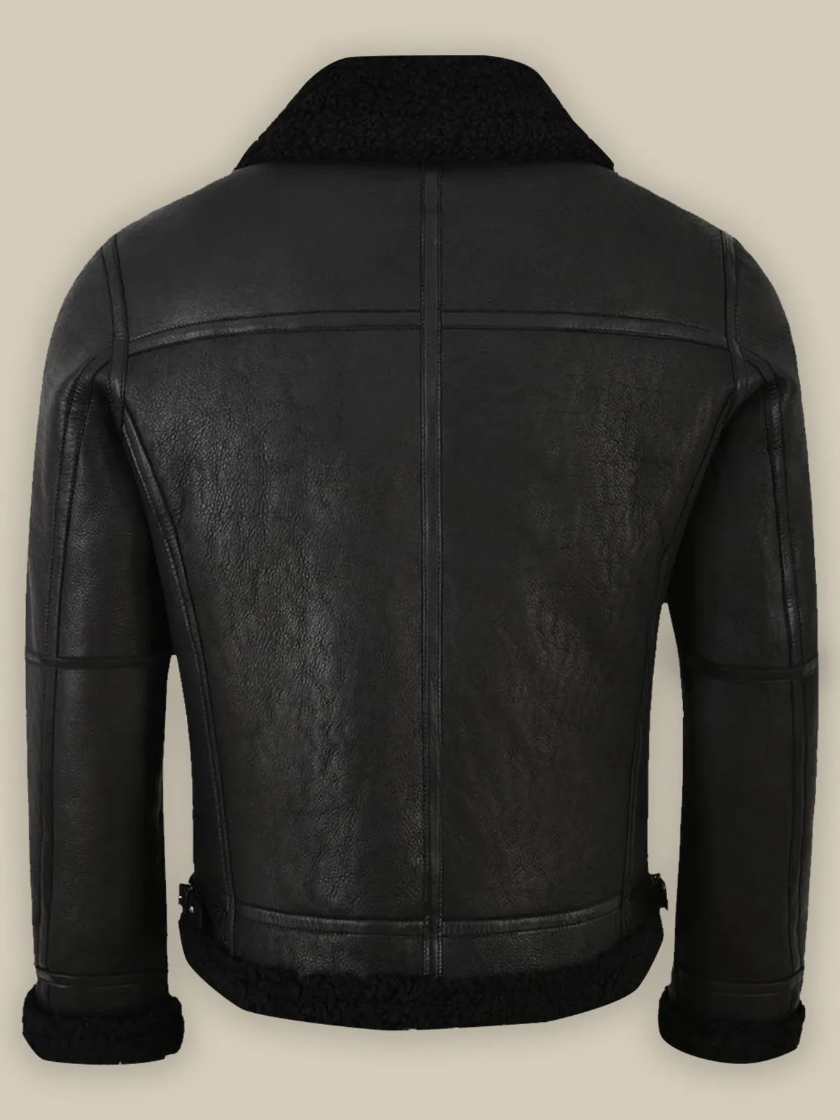 Men's Jet Black Shearling Leather Jacket