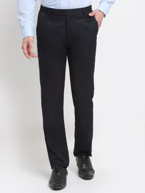 Men's Regular fit Flat front Navy Blue  Trousers