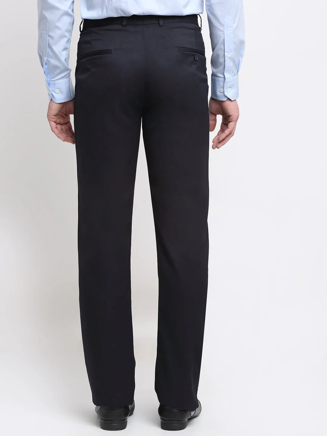 Men's Regular fit Flat front Navy Blue  Trousers