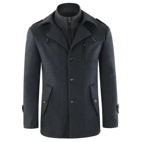 Men's Regular Fit Winter Overcoat Long Wool Coat