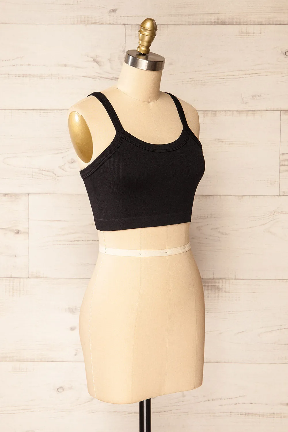 Merignas Black | Cropped Ribbed Cami