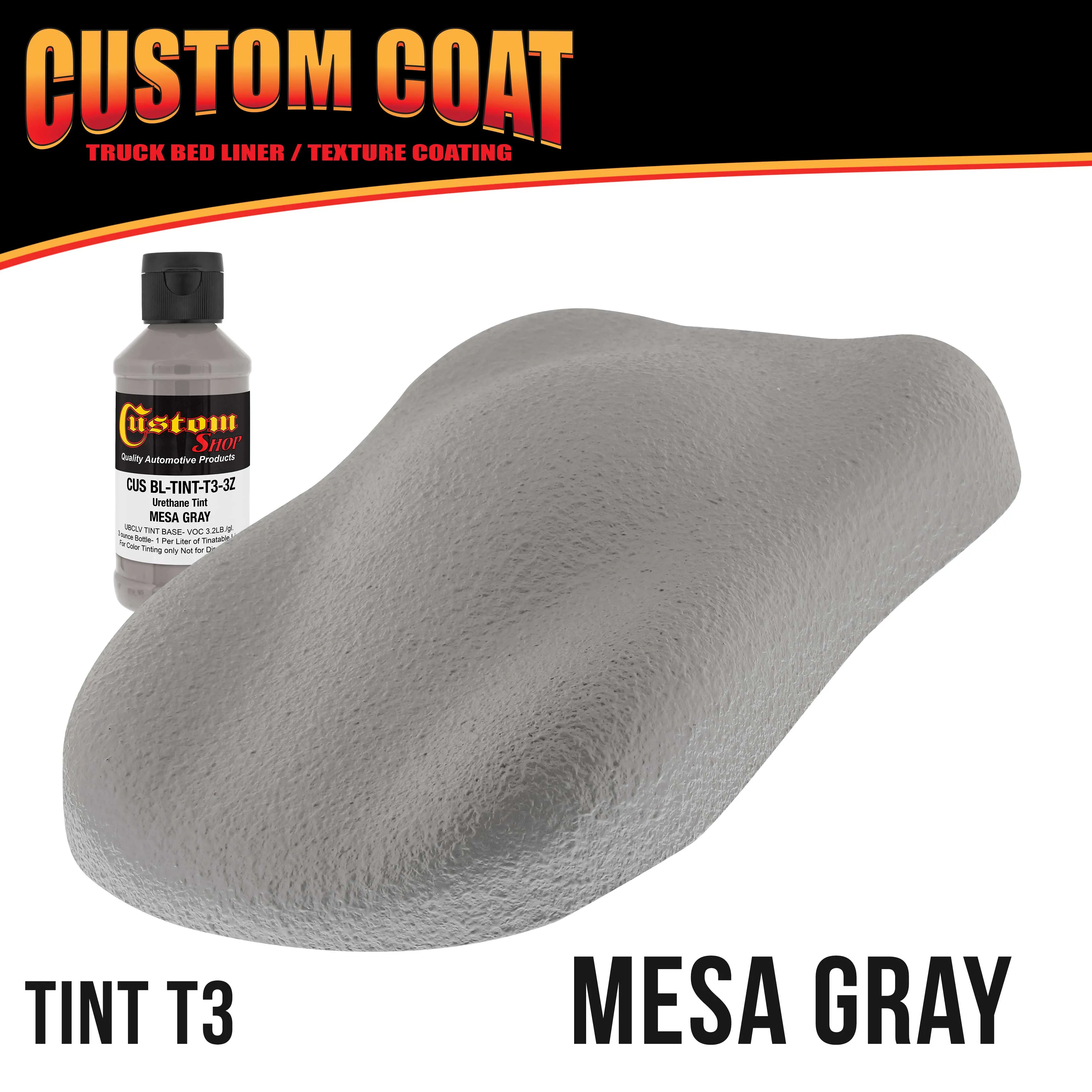 Mesa Gray 1 Gallon Urethane Roll-On, Brush-On or Spray-On Truck Bed Liner Kit with Roller and Brush Applicator Kit - Easy Mixing, Shake, Shoot