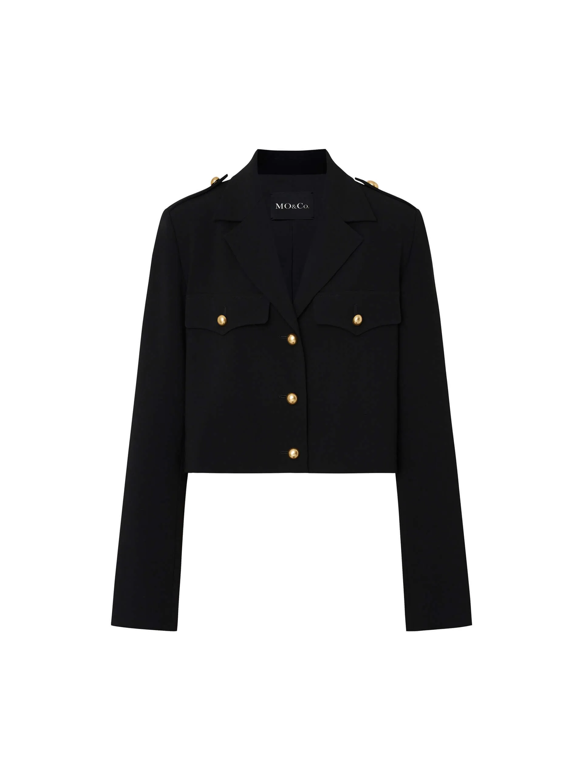 Metal Button Cropped Jacket