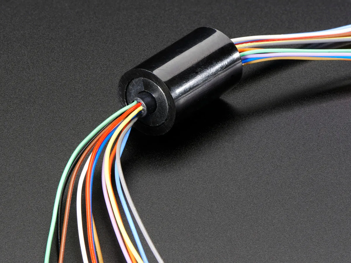 Miniature Slip Ring - 12mm diameter, 12 wires, max 240V @ 2A