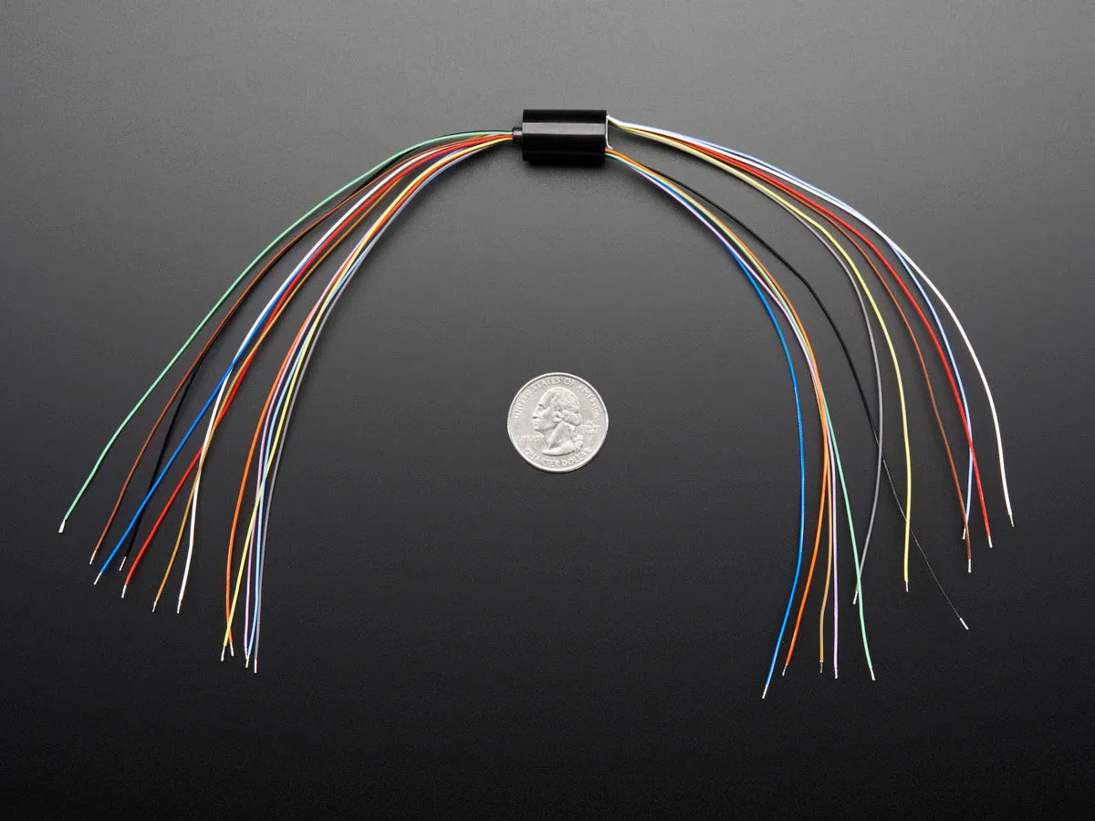 Miniature Slip Ring - 12mm diameter, 12 wires, max 240V @ 2A