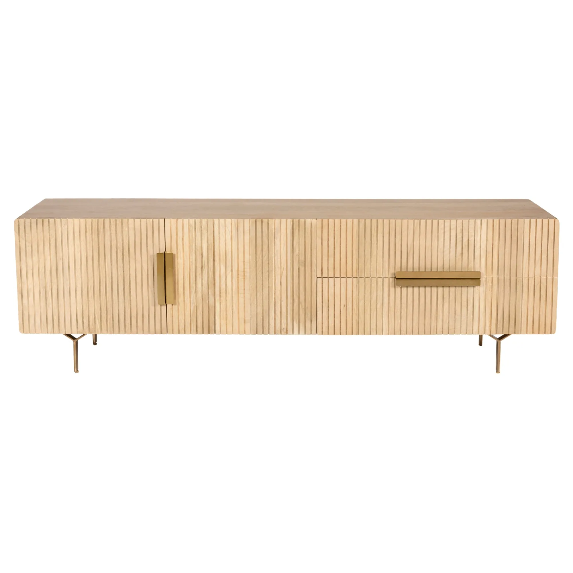 Natural Mango Wood TV Unit with Drawers & Doors - Knox