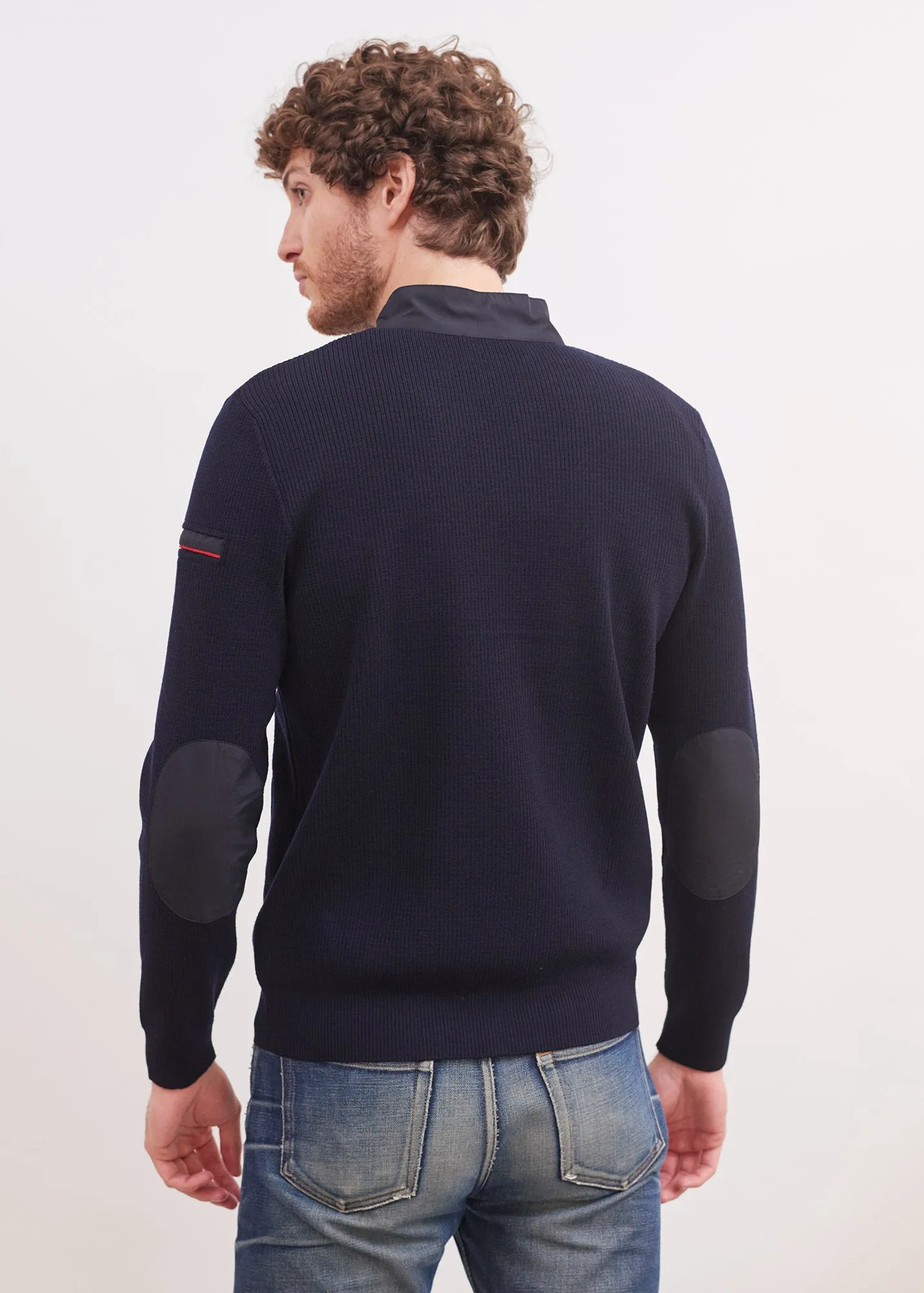 Navigateur zipped cardigan - in soft wool (NAVY)