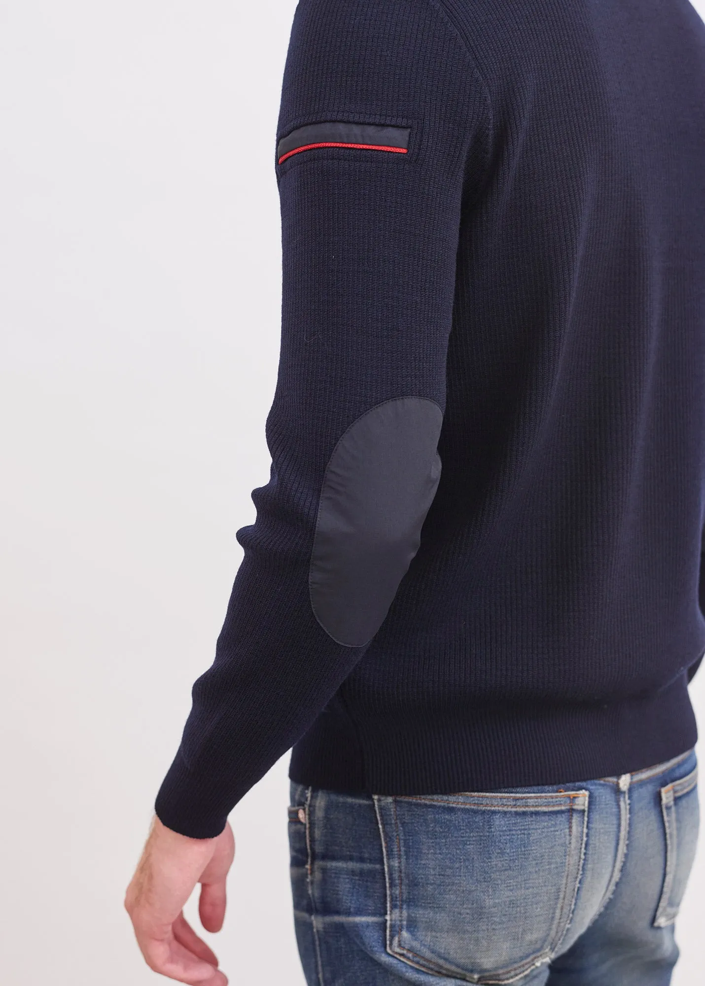 Navigateur zipped cardigan - in soft wool (NAVY)