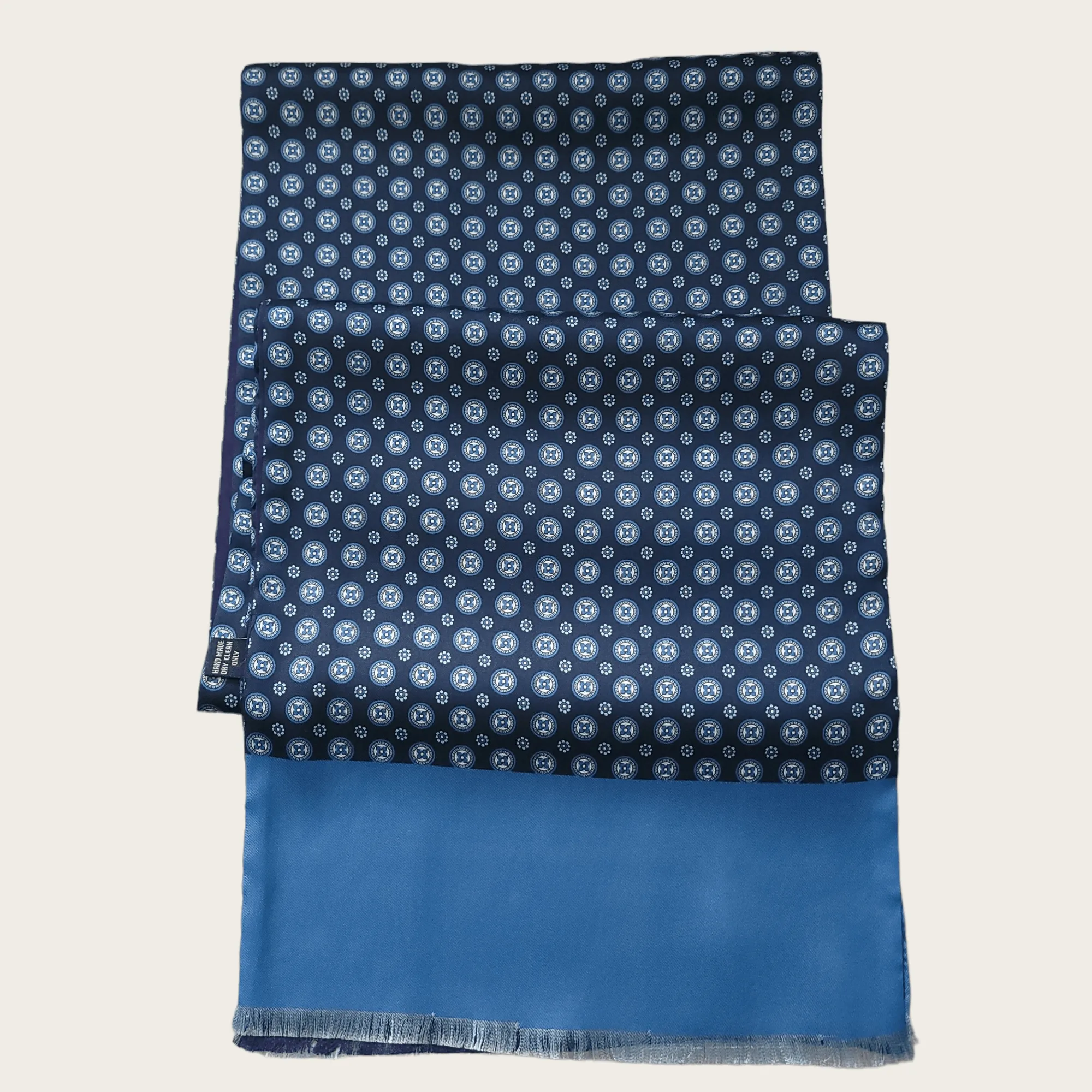 Navy Blue Light Blue Polka Dot Luxury Scarf