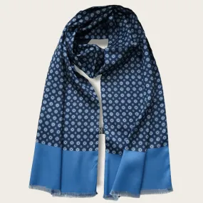 Navy Blue Light Blue Polka Dot Luxury Scarf