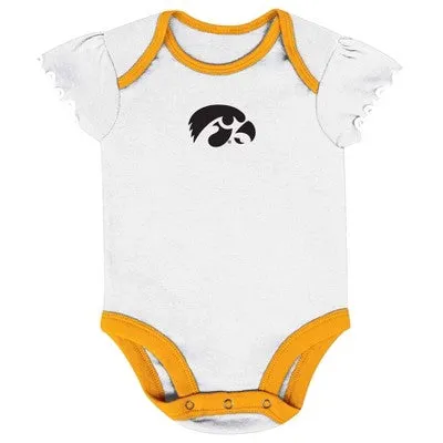 New - NCAA Iowa Hawkeyes Infant Girls' 3pk Bodysuit Set - 6-9M