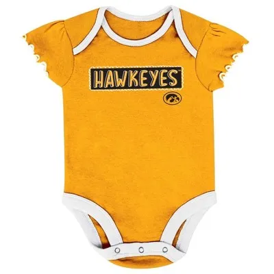 New - NCAA Iowa Hawkeyes Infant Girls' 3pk Bodysuit Set - 6-9M