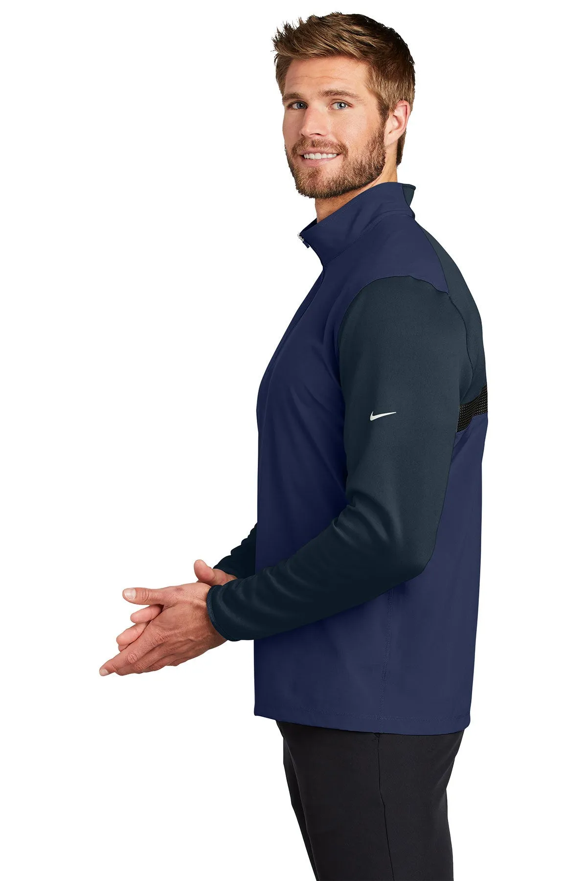 Nike Dri-FIT Fabric Mix Custom Quarter Zip Cover-Ups, Midnight Navy