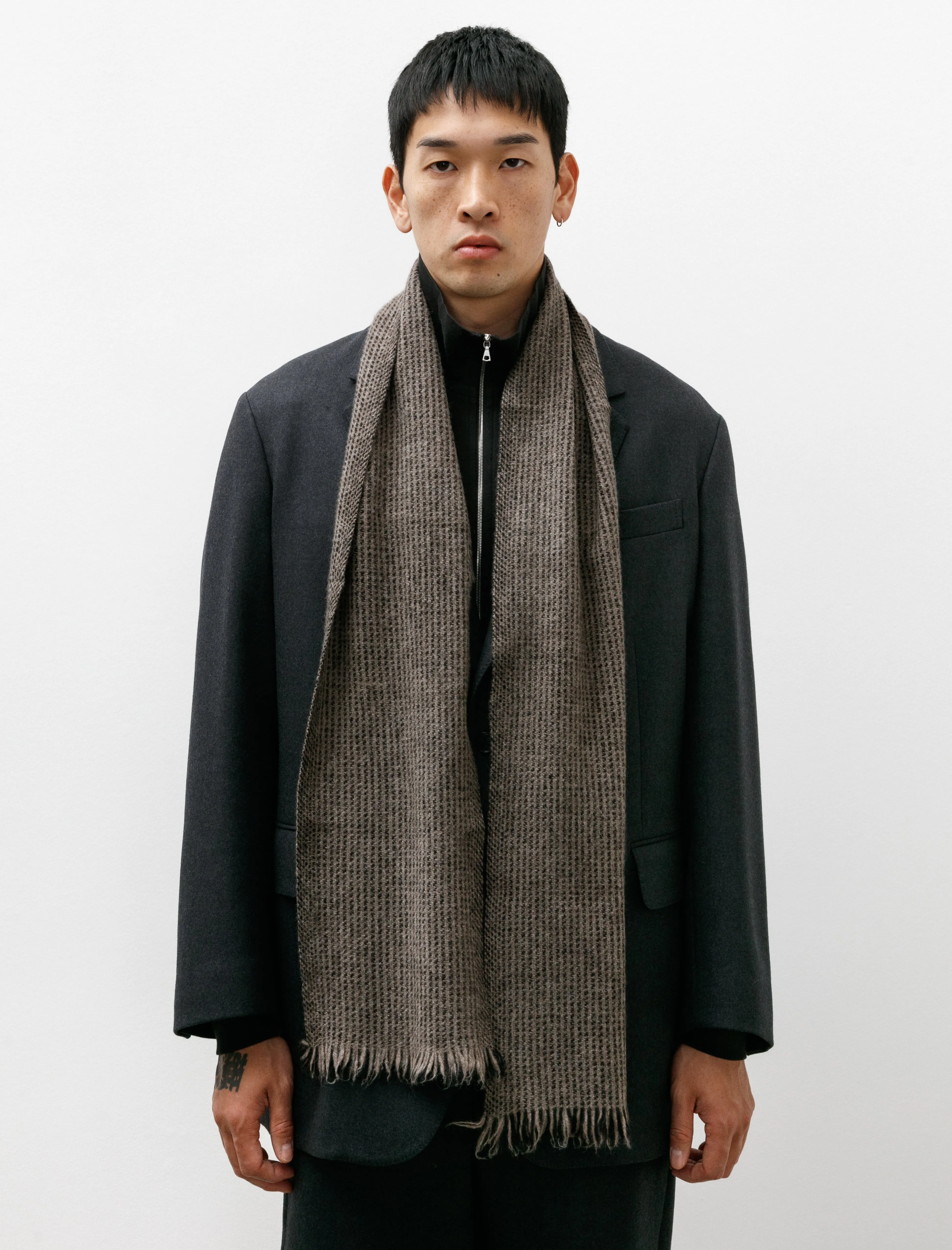 Nomad Pilgrimmage Scarf Black and Natural Yak Grey