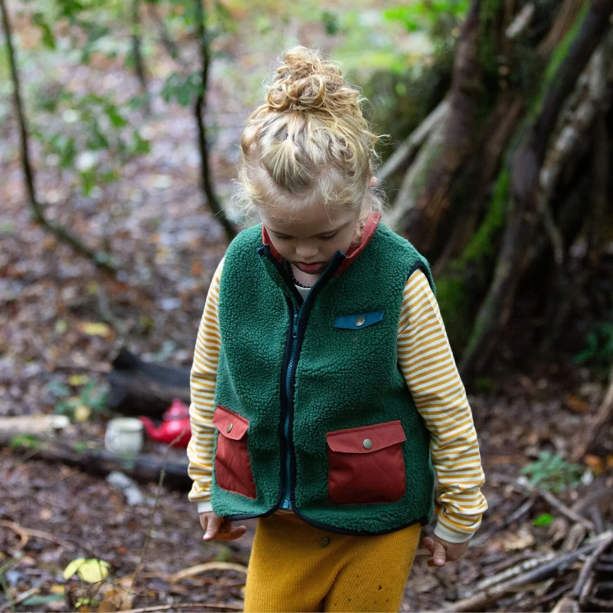 Olive Cozy Zip Up Recycled Fleece Vest