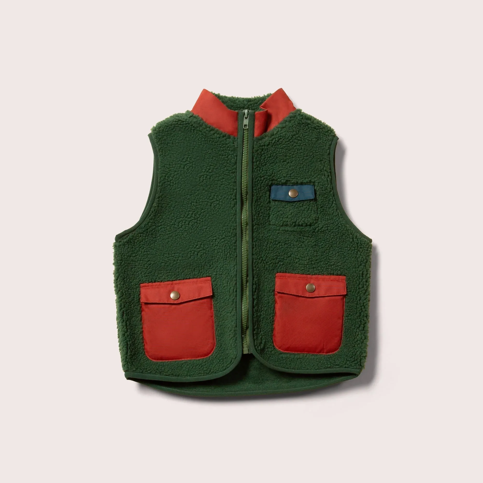 Olive Cozy Zip Up Recycled Fleece Vest