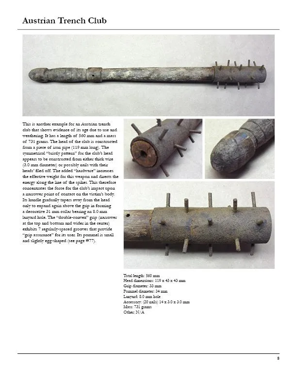 Original Austro-Hungarian WWI Bristle Head Trench Raiding Club - Featured in Book At Arm's Length