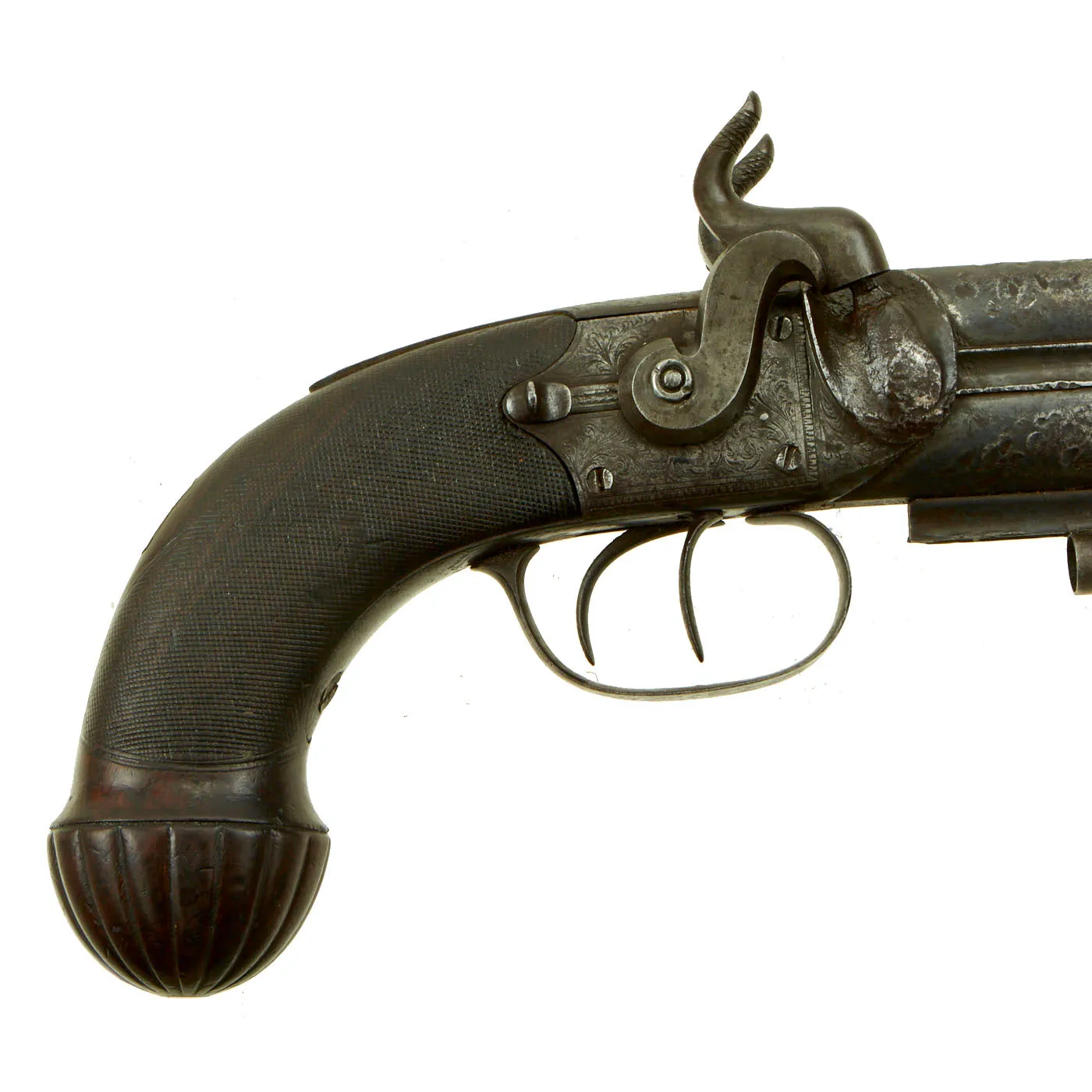 Original British Over and Under Double Barrel Howdah Percussion Pistol by William Griffiths of Manchester - circa 1850